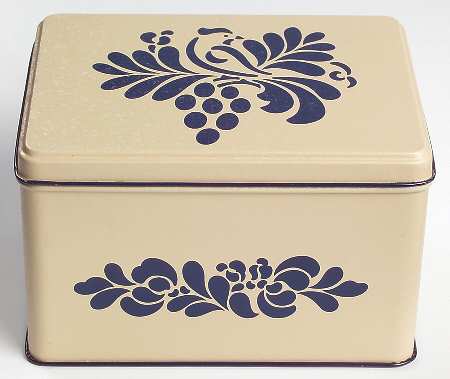 Folk Art Metal Recipe Box & Lid