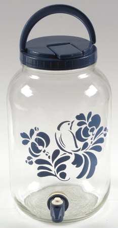 Folk Art Glassware Sun Tea Jar & Plastic Lid
