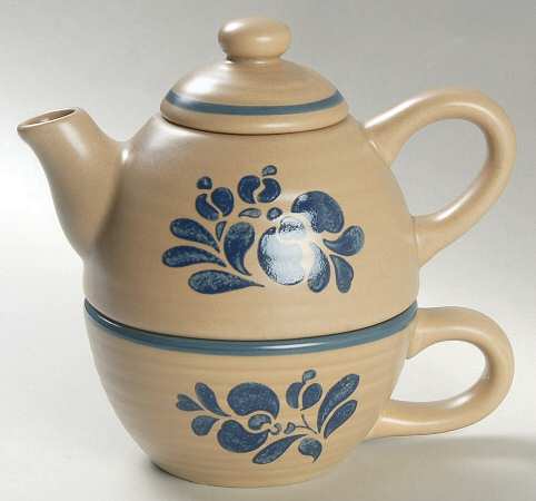 Folk Art Individual Teapot & Lid with Cup