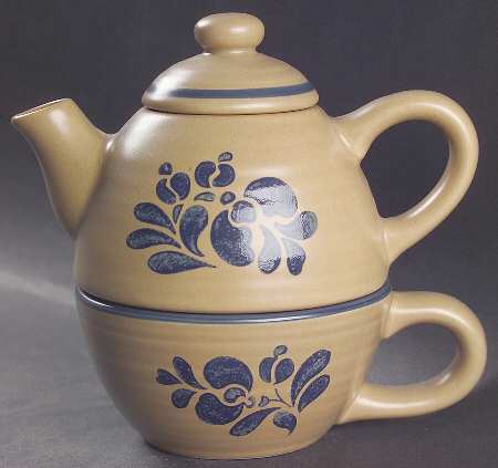 Folk Art Individual Teapot & Lid with Cup