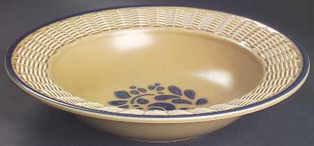 Folk Art Large Bowl with Wicker Trim by Pfaltzgraff