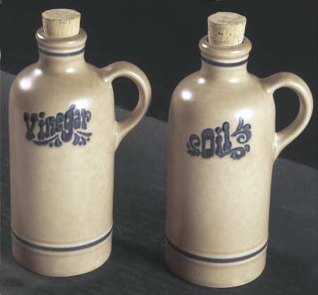 Folk Art Vinegar and Oil with Cork Stoppers