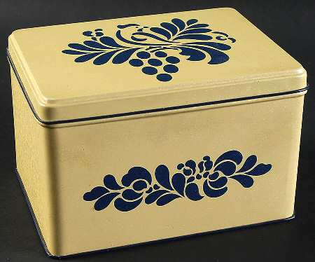 Folk Art Metal Recipe Box with Hinged Lid
