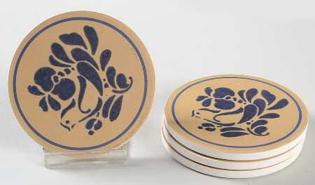 Folk Art Round (Thirsty) Stone Coaster - Set of 4