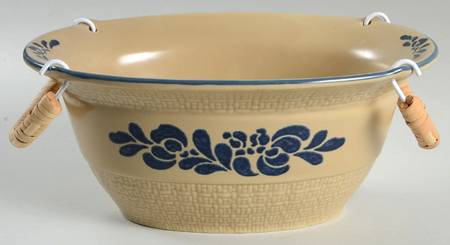 Folk Art 10" Oval Handled Bowl