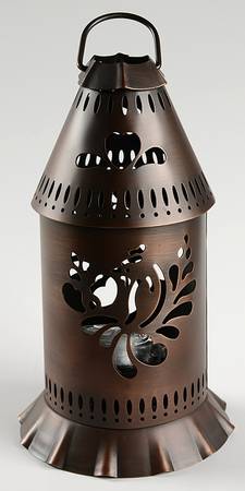 Folk Art Hanging Metal Votive Lantern
