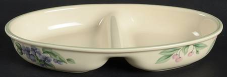 Garden Party (Garden Impressions) 12" Oval Divided Vegetable Bowl