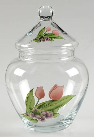 Garden Party (Garden Impressions) Glassware Candy Jar & Lid by Pfaltzgraff