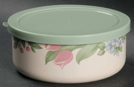 Garden Party (Garden Impressions) 5" Metal Bowl W/Plastic Lid