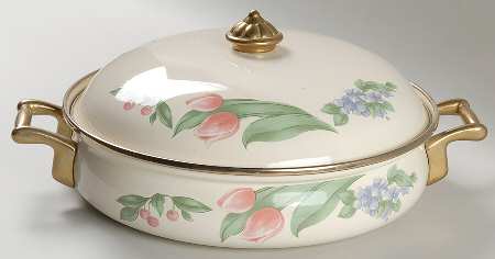 Garden Party (Garden Impressions) 2.5 Quart Metal Round Covered Casserole