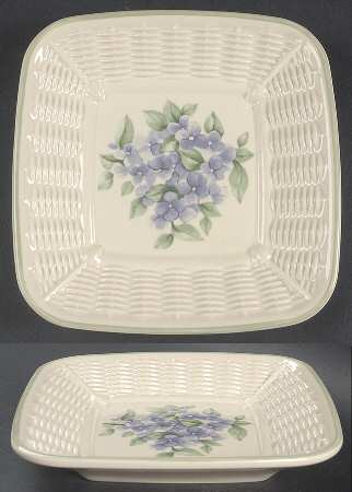 Garden Party (Garden Impressions) Open Candy Dish with Wicker Trim by Pfaltzgraff