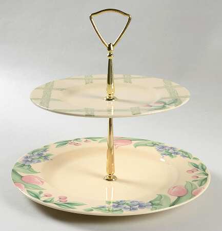Garden Party (Garden Impressions) 2 Tiered Serving Tray (Dinner & Salad Plate)