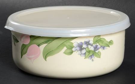 Garden Party (Garden Impressions) Bowl-Metal 5 7/8"  with Plastic Lid