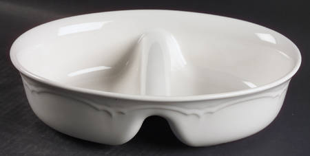 Gazebo White 10" Oval Divided Vegetable Bowl