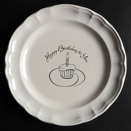 Gazebo White Happy Birthday Cake Plate