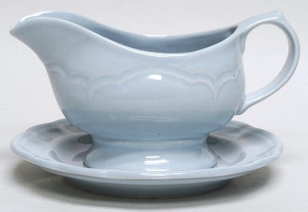 Gazebo Blue Round Gravy Boat & Underplate (Salad Plate)