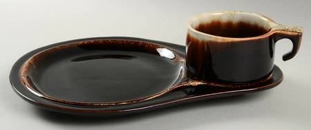 Gourmet Brown Snack Plate & Cup Set