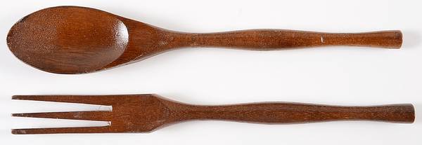 Gourmet Brown Wood Solid 2-Piece Salad Set