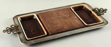Gourmet Brown 2-Part Relish with Metal Tray & Wood Block