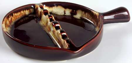 Gourmet Brown 7" Round Divided Ashtray with Handle