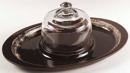 Gourmet Brown Cheese and Cracker Set with Dome