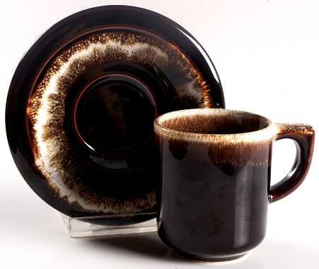 Gourmet Brown Flat Demitasse Cup & Saucer Set