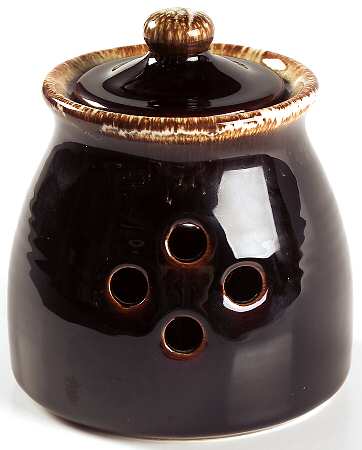 Gourmet Brown Garlic Keeper & Lid