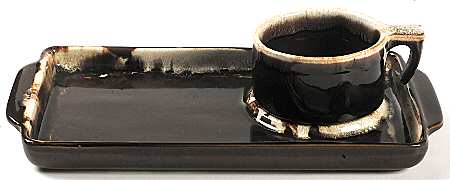 Gourmet Brown Snack Plate & Cup Set