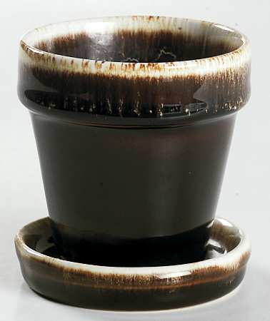 Gourmet Brown 2" Flower Pot & Underplate