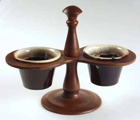 Gourmet Brown 2 Piece Open Codiment Set with Wood Stand