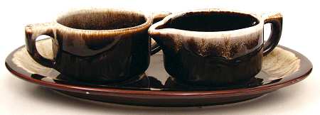 Gourmet Brown Creamer & Open Sugar with Tray