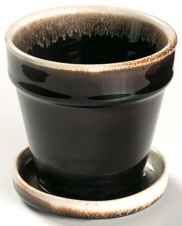 Gourmet Brown 3" Flower Pot & Underplate