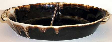 Gourmet Brown 12" Oval Divided Vegetable Bowl
