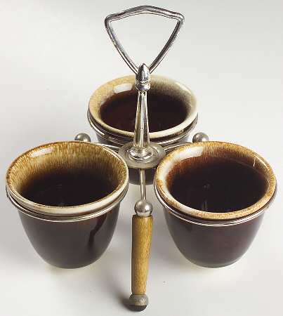 Gourmet Brown Jam/Relish Server & Metal/Wood Stand