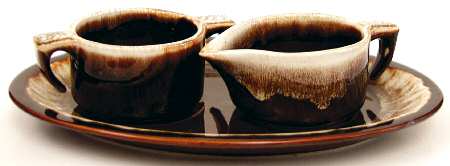 Gourmet Brown Creamer & Open Sugar with Tray