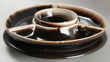 Gourmet Brown (5 Pc) Lazy Susan (3 Sides,1 Center,1 Plastic Base