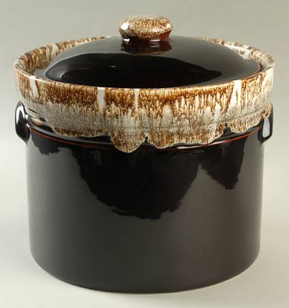 Gourmet Brown Ice Crock with Lid & Metal Insert