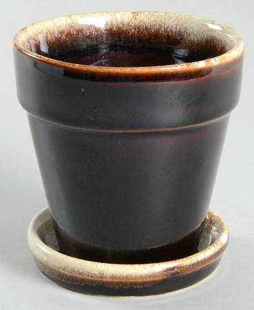 Gourmet Brown 3" Flower Pot & Underplate