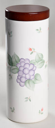 Grapevine Large Cylinder Canister & Wood Lid