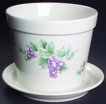 Grapevine 6" Flower Pot & Underplate