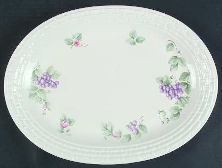 Grapevine 14" Oval Basketweave Serving Platter