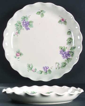 Grapevine Large Round Fluted Dish aka Chip/Dip Plate