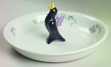 Grapevine 10" Pie Baking Plate with Pie Bird