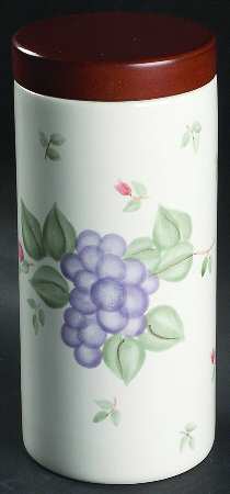 Grapevine Medium Cylinder Canister & Wood Lid