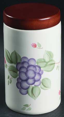 Grapevine Small Cylinder Canister & Wood Lid