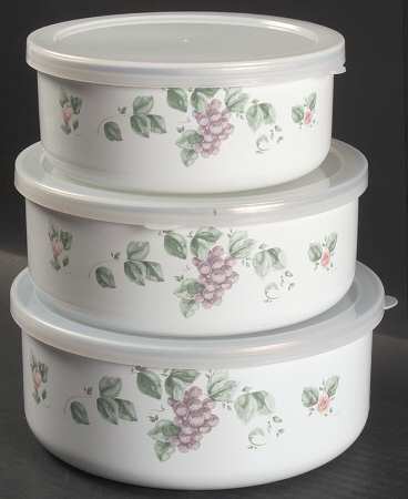 Grapevine 3 Pc Metal Bowl W/Plastclid (5 3/4",6 5/8",7 1/4")