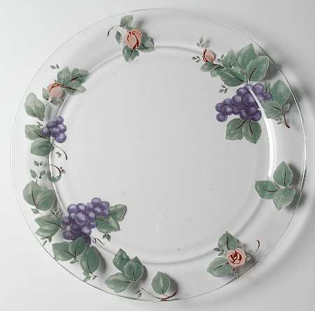 Grapevine Round Glassware Cake Plate