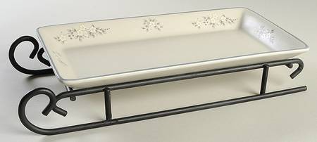 Heirloom Sled Server-11" Rectangular Tray W/Iron Sled Stand