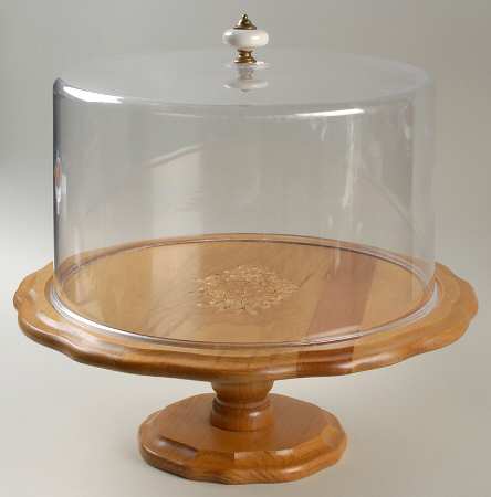 Heirloom 13" Diameter Wood Cake Stand & Plastic Dome