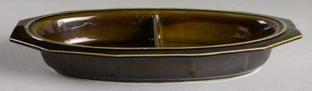 Heritage Green 13" Oval Divided Vegetable Bowl